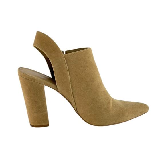 ShoeDazzle Katherine Pointed Toe Mules Tan Faux Suede Slingback Heels Size 8.5 - Picture 9 of 16